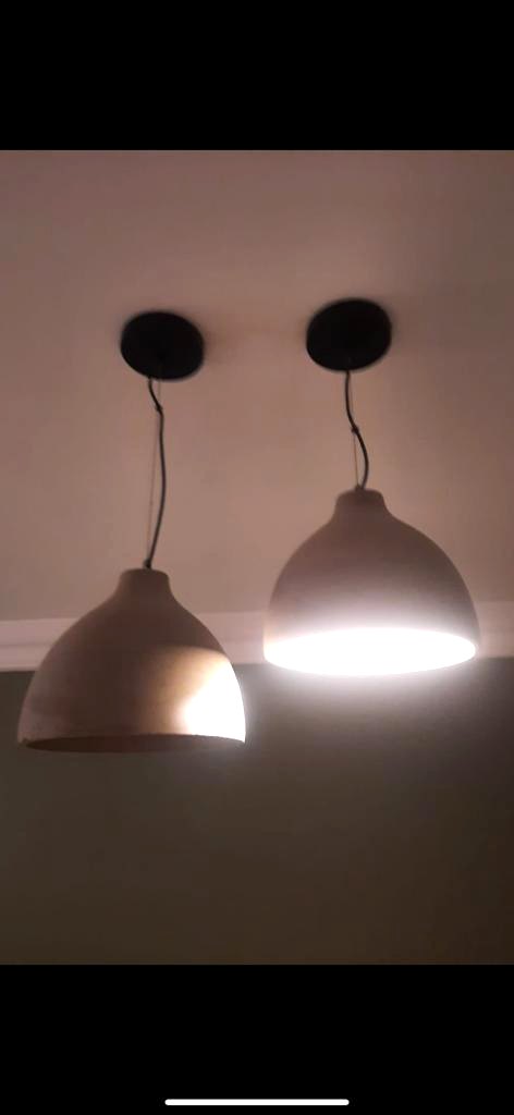 Real installed photo of Brassnclay handmade clay pendant lighting