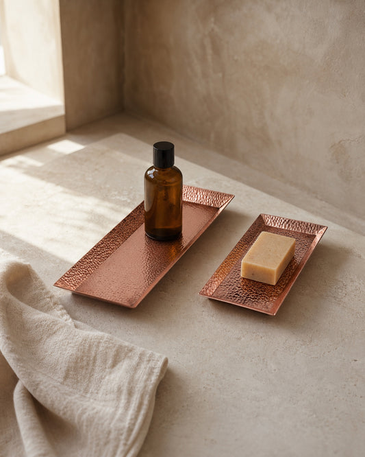 Brassnclay lifestyle scene - hammered-bronze-tray-set